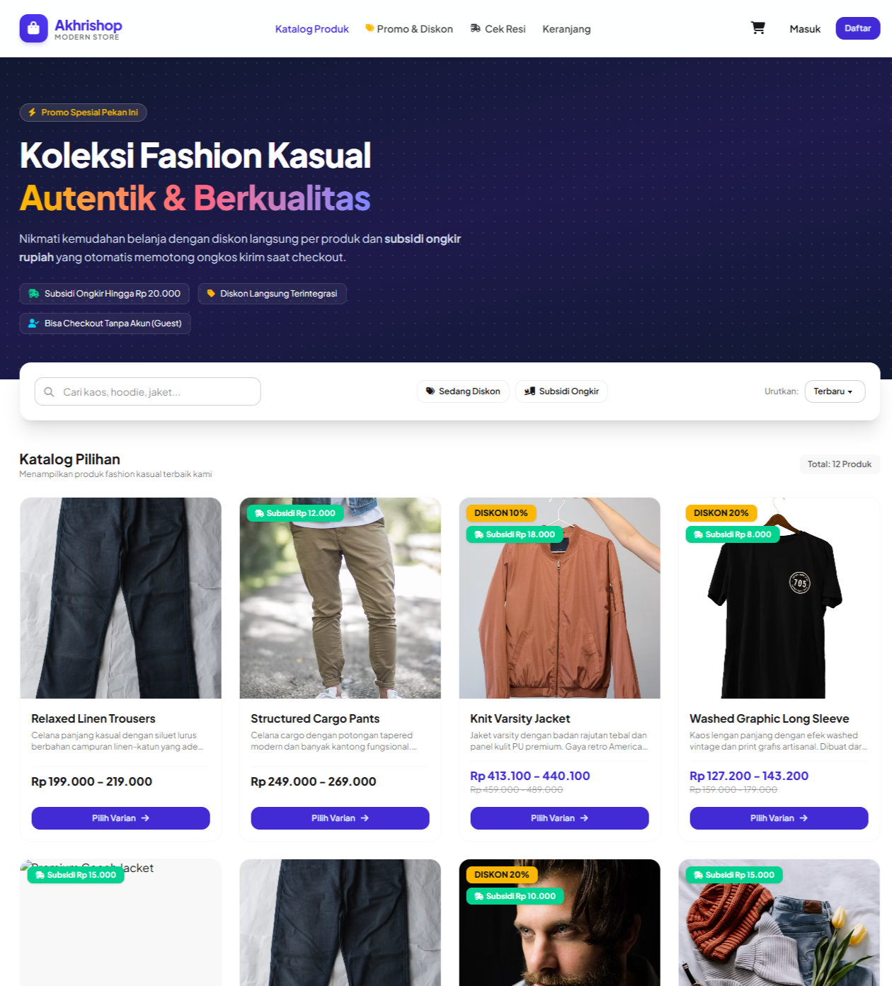 Dashboard AkhriShop E-Commerce