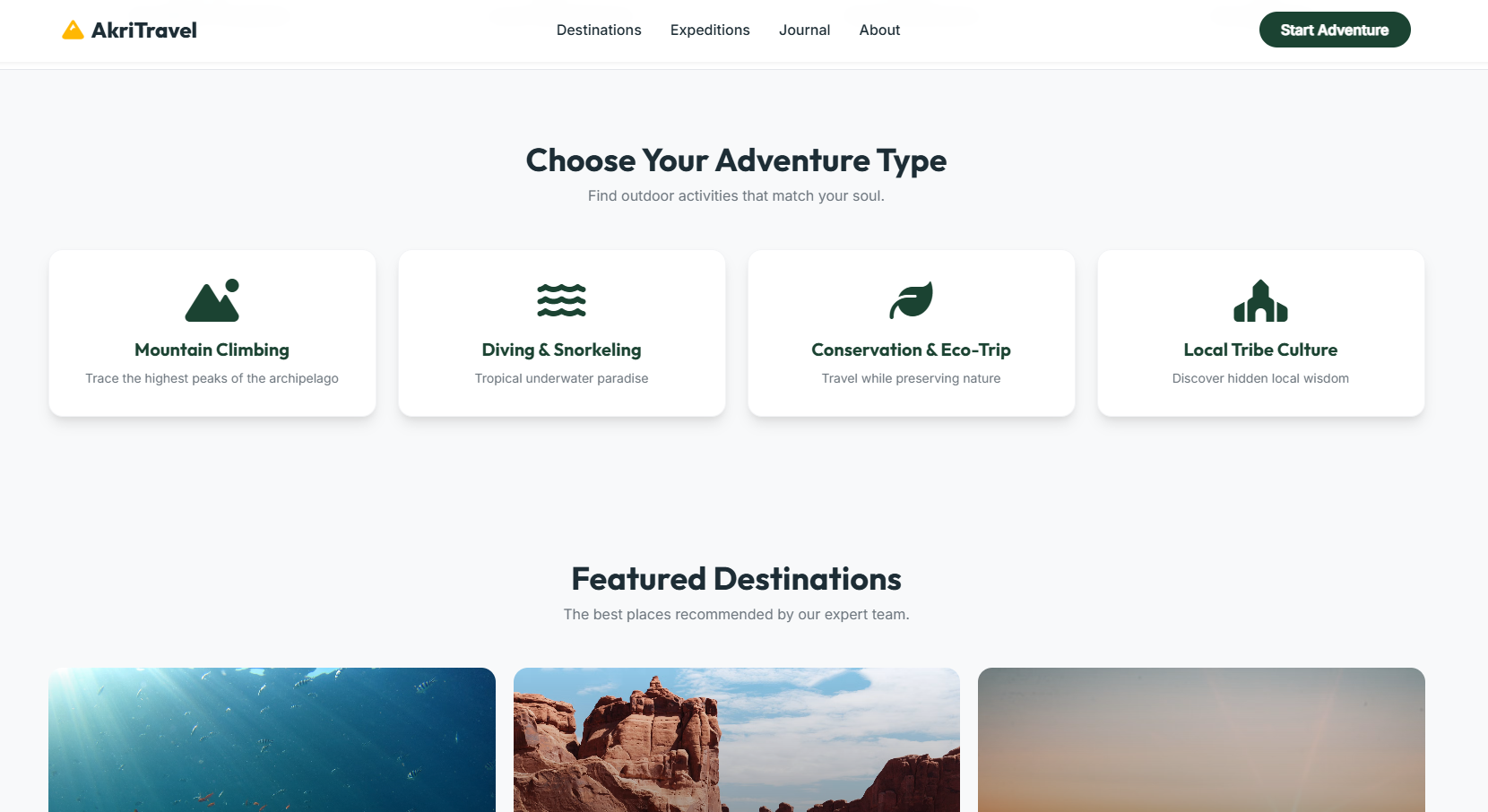 AkriTravel - Adventure & Eco-Tourism Landing Page thumbnail 2