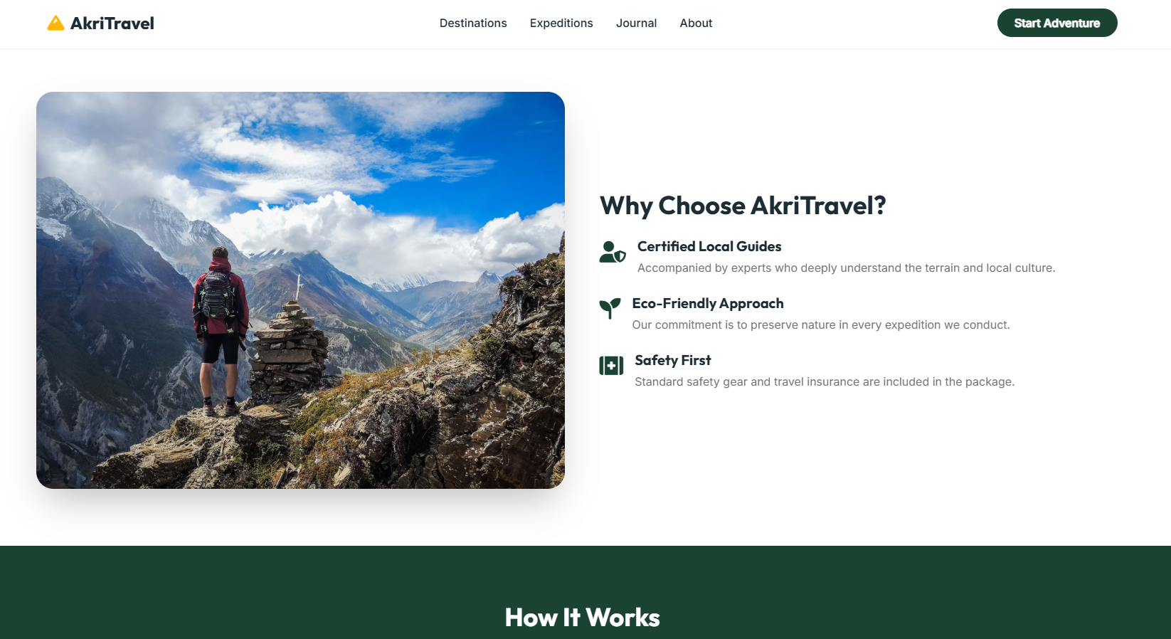 AkriTravel - Adventure & Eco-Tourism Landing Page thumbnail 4