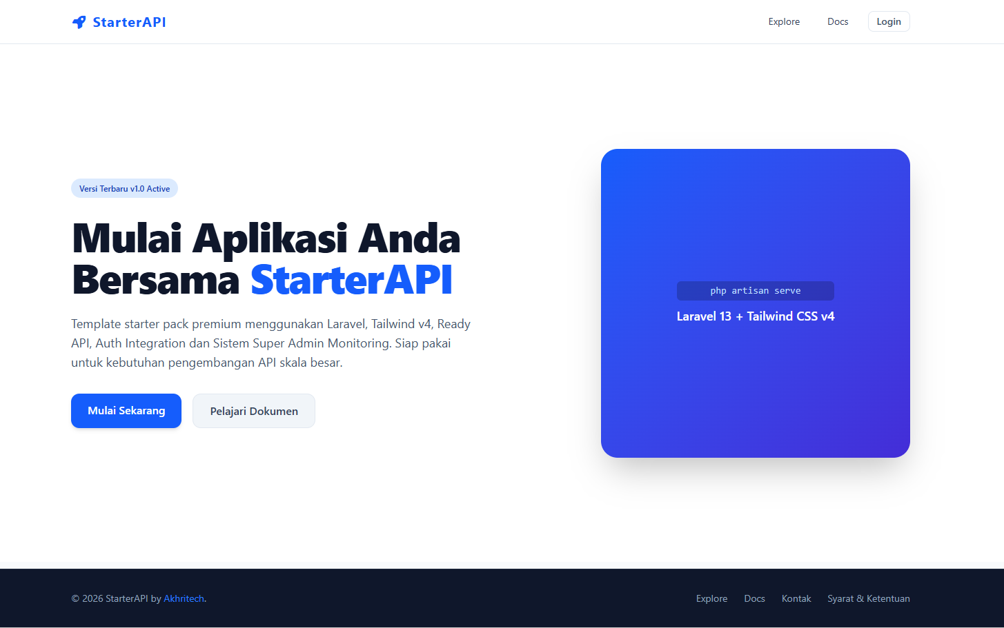 Starter API by Akhritech: Modern Laravel 13 Boilerplate