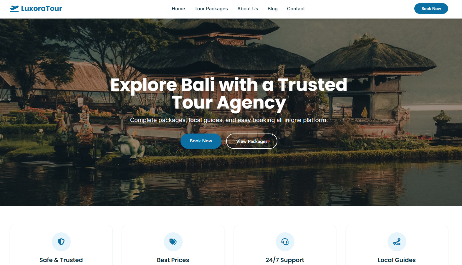 Bali Luxora Tour - Travel Agency Landing Page